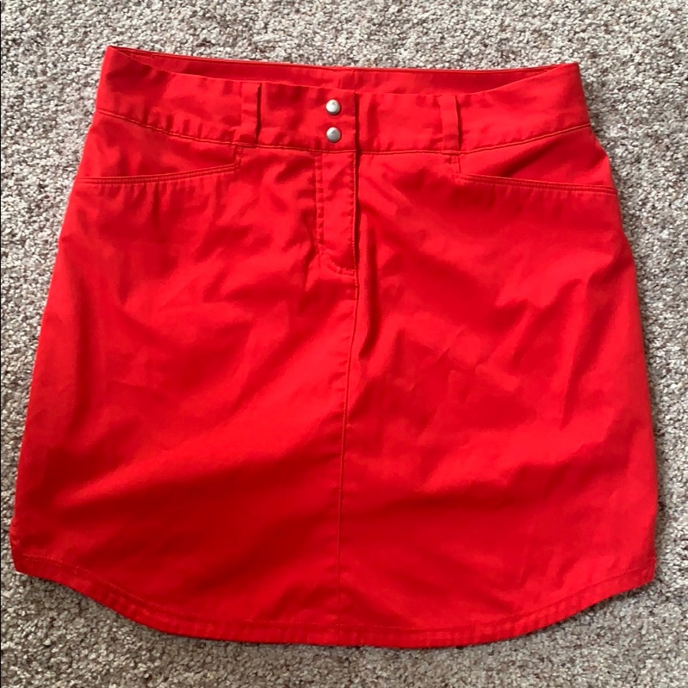Red adidas golf skort